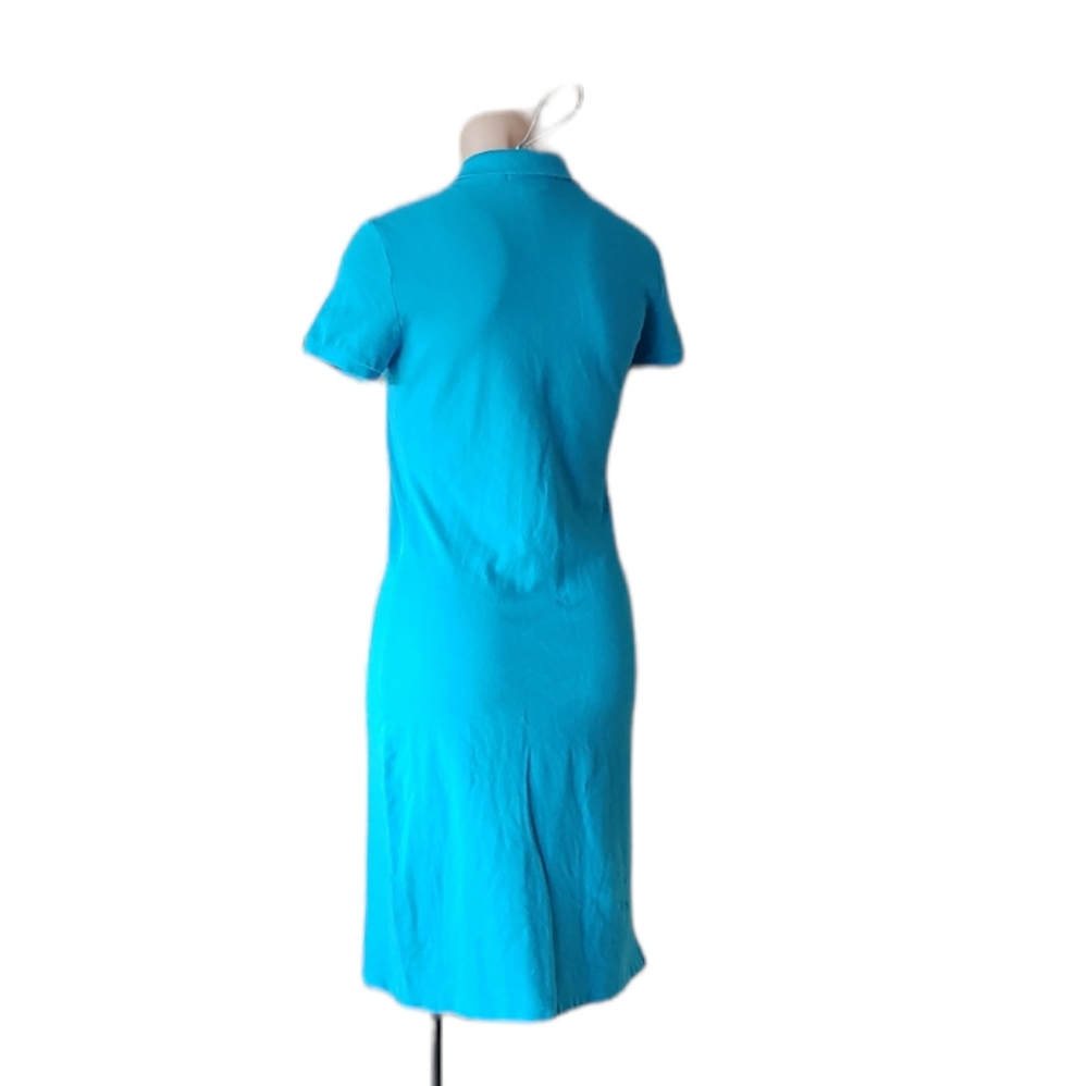 💛 Ralph Lauren Sport Aqua Blue Polo Dress Collard Shift - Picture 4 of 10